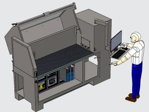 Rendering 3D del banco di generazione della pressione per le tubazioni